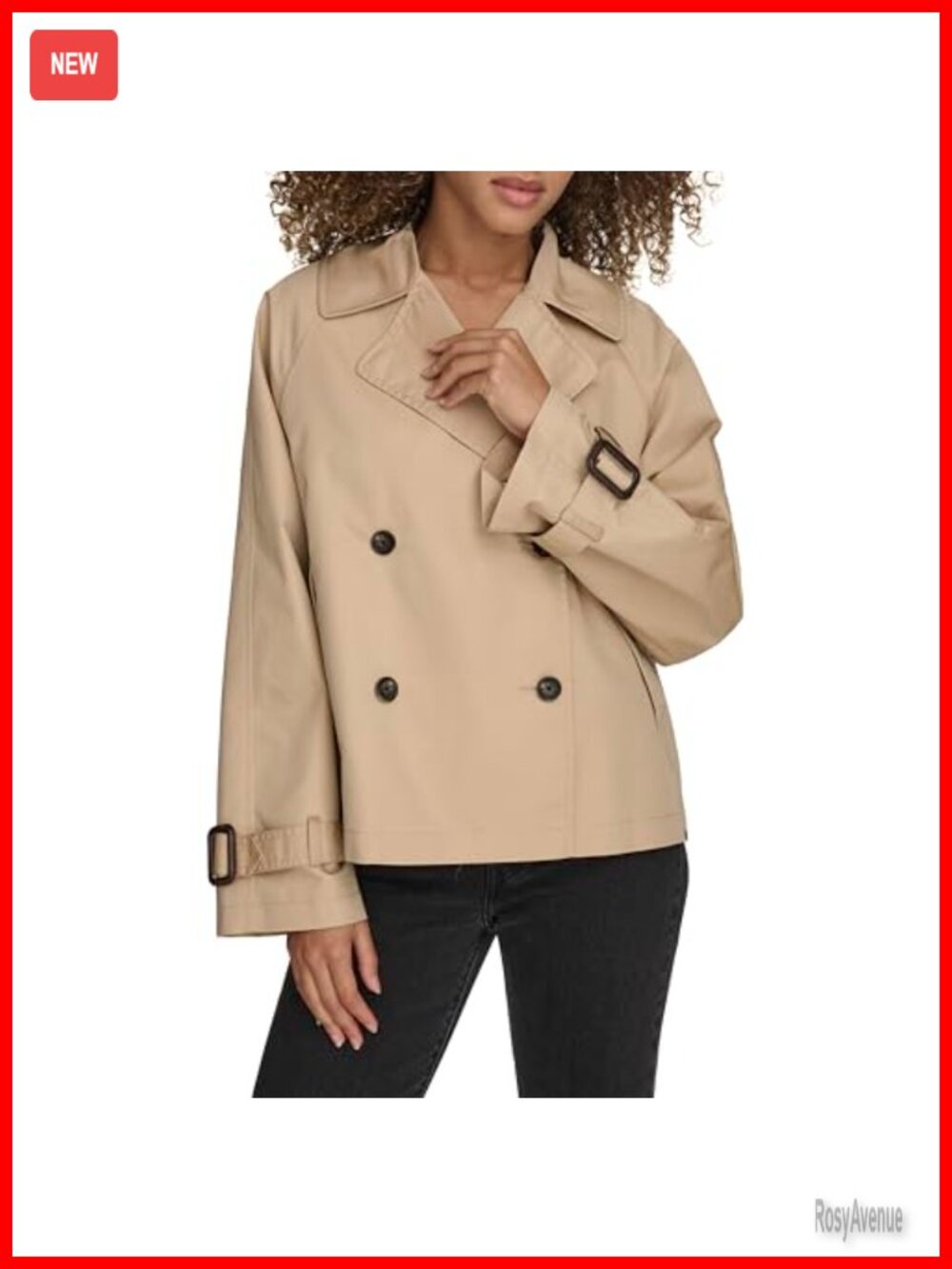 Short Double Breasted Trench Coat Button Front Lightweight